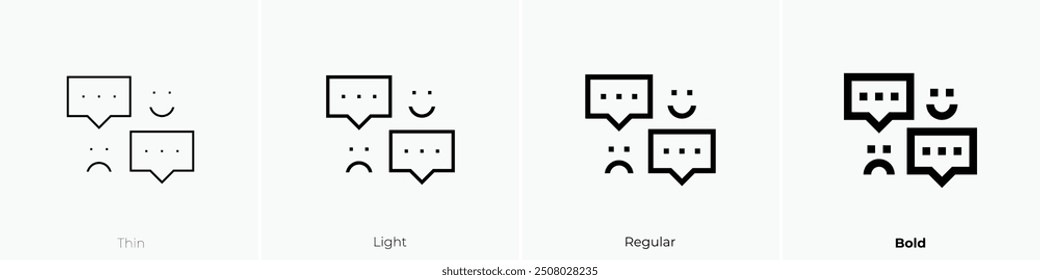 opinions icon. Thin, Light Regular And Bold style design isolated on white background