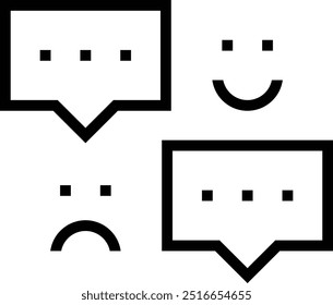 icono de opiniones. Diseño de estilo lineal delgado aislado sobre fondo blanco