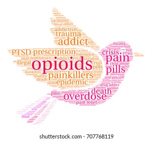 Opioids Word Cloud On A White Background. 