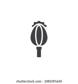 Opium flower vector icon. filled flat sign for mobile concept and web design. Poppy head simple solid icon. Symbol, logo illustration. Pixel perfect vector graphics