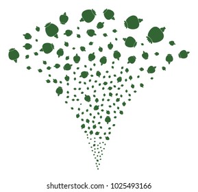 Opium Poppy exploding fountain. Vector illustration style is flat iconic symbols. Object fountain organized from random symbols as opium poppy fireworks.