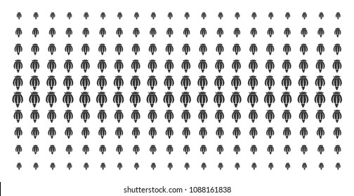 Opium poppy icon halftone pattern, constructed for backgrounds, covers, templates and abstract compositions. Vector opium poppy objects arranged into halftone array.
