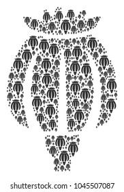 Opium Poppy pattern organized in the collection of opium poppy elements. Vector iconized composition made from simple design elements.