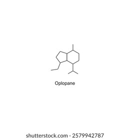 Oplopane skeletal structure.Sesquiterpene compound schematic illustration. Simple diagram, chemical structure.