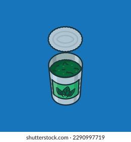 Opne can of spinach cartoonish vector illustration for Popeye Day on January 17