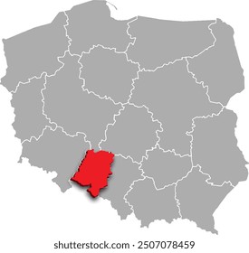 OPOLE PROVINCE of POLAND 3d isometric map WITH ADMINISTRATIVE DIVISIONS