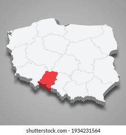 Opole region location within Poland 3d isometric map