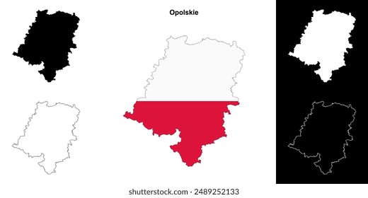 Opolskie province outline map set