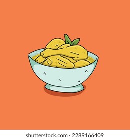 Opor Ayam is a dish consisting of chicken cooked in coconut milk from Indonesia in a blue bowl. Indonesian Food.