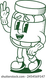 Opor Ayam Retro Cartoon Character Outline Illustration