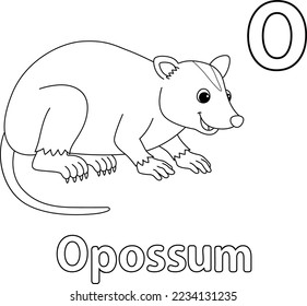 Opossum Alphabet ABC Isolated Coloring Page O