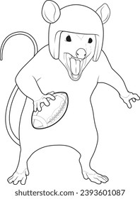 Opossum American Football Sports Animal Vector Graphic Art Illustration