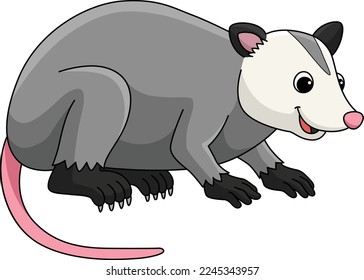 Opossum Animal Cartoon Colored Clipart 