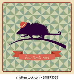 Opossum card. Can be used for postcard, valentine card, wedding invitation