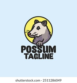 Opossum character logo mascot cartoon cute vector illustration