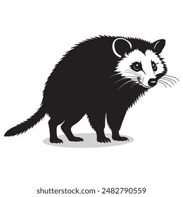 Opossum outline and symbols. Dark level variety basic exquisite white foundation Opossum animal vector and silhouette icon.