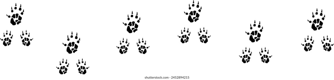 Opossum paw footprint  black color silhouette