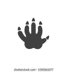 Opossum paw print vector icon. filled flat sign for mobile concept and web design. Possum animal footprint glyph icon. Symbol, logo illustration. Vector graphics