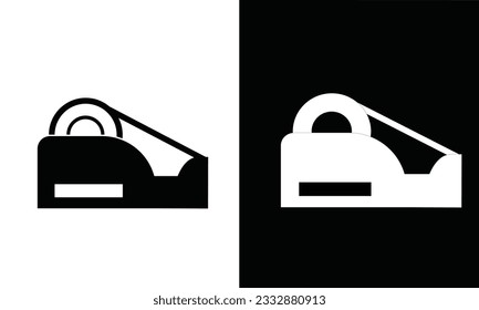 Opp clear tape cutter icon vector. Tape cutter silhouette. School supplies icon vector. Back to school concept. Learning and education icon. Flat vector in black and white.