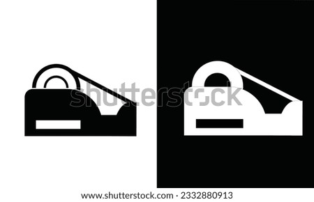 Opp clear tape cutter icon vector. Tape cutter silhouette. School supplies icon vector. Back to school concept. Learning and education icon. Flat vector in black and white.