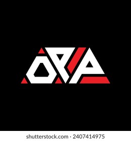 OPP triangle letter logo design with triangle shape. OPP triangle logo design monogram. OPP triangle vector logo template with red color. OPP triangular logo Simple, Elegant, and Luxurious design.