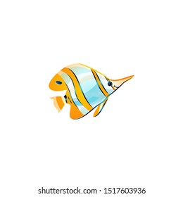  opper banded butterflyfish. Vector illustration in the flat cartoon style