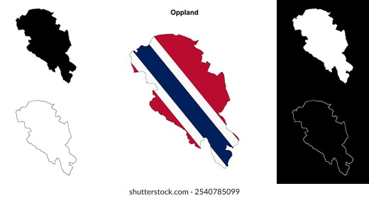 Oppland county outline map set