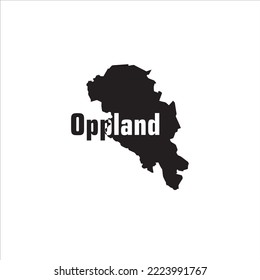 Oppland map and black lettering design on white background