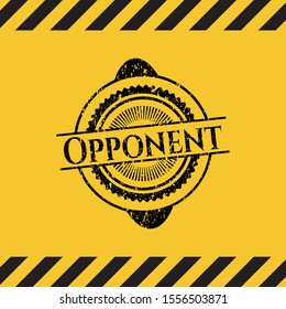 Opponent black grunge emblem inside yellow warning sign. Vector Illustration. Detailed.