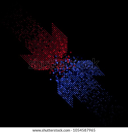 Opponents clash concept. Abstract vector background with arrows.