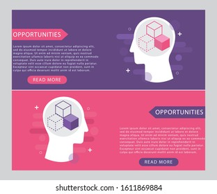 Opportunities icon concept with dice inside in the drawing of isolated human head