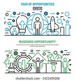 Opportunity business banner set. Outline set of opportunity business vector banner for web design