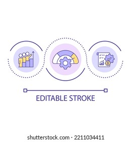 Opportunity for business development loop concept icon. Company success. Data analysis. Enterprise abstract idea thin line illustration. Isolated outline drawing. Editable stroke. Arial font used