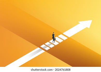 Opportunity for businessmen to walk through the gap across the other side through challenges, obstacles to business success.vector illustration