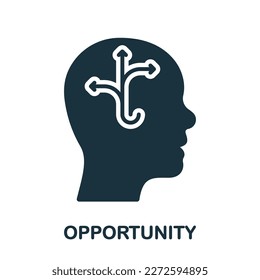 Opportunity, Choice, Success Silhouette Icon. Idea for Career Development in Human Head Glyph Pictogram. Goal, Potential Success Solid Sign. Intellectual Process Symbol. Isolated Vector Illustration.