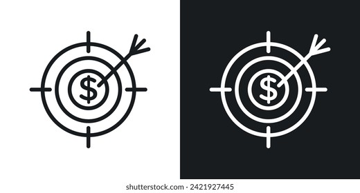 Icono de detección de oportunidades diseñado en un estilo de línea sobre fondo blanco.