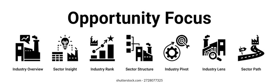 Opportunity Focus Web-Banner-Symbol Vektorgrafik-Konzept für die Industrie.