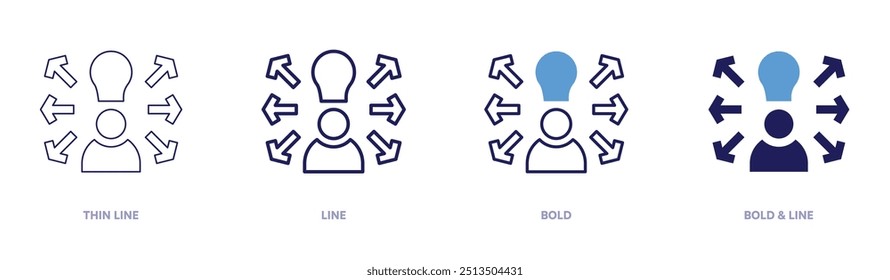 Icono de oportunidad en 4 estilos diferentes. Línea delgada, línea, negrita y línea negrita. Estilo duotono. Trazo editable.