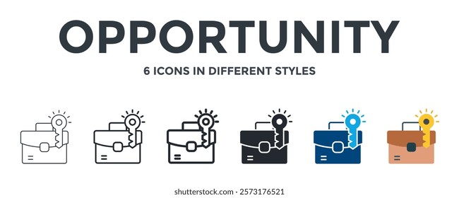 Opportunity Icon In Different Style Vector Illustration. Designed In Thin Line, Regular Line, Bold Line, Glyph, Color Fill, And Flat Style Can Be Used For Web