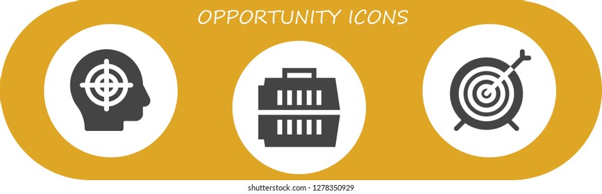  opportunity icon set. 3 filled opportunity icons. Simple modern icons about  - Target, Carrier