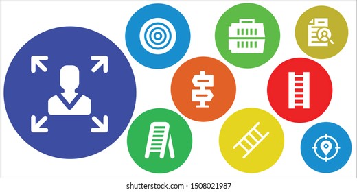 opportunity icon set. 9 filled opportunity icons.  Simple modern icons about  - Decision making, Dartboard, Carrier, Ladder, Direction, Curriculum, Target