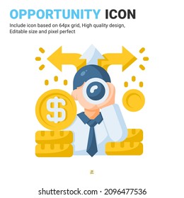 Opportunity icon vector with flat color style isolated on white background. Vector illustration opportunities sign symbol icon concept for business, finance, industry, company, app, web and project