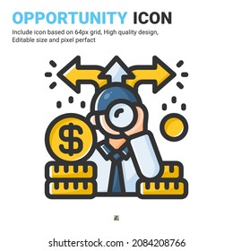 Opportunity icon vector with outline color style isolated on white background. Vector illustration opportunities sign symbol icon concept for business, finance, industry, company, app, web and project