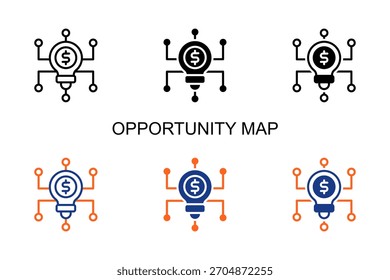 Icono de mapa de oportunidades Ilustración vectorial de estilos múltiples