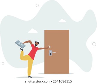 Opportunity or money knock on the door, new business chance or job and career offer, investment return or dividend concept. character life .