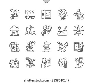 Opportunity. Personal growth. Business people. Career ways. Pixel Perfect Vector Thin Line Icons. Simple Minimal Pictogram