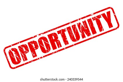 Opportunity red stamp text on white