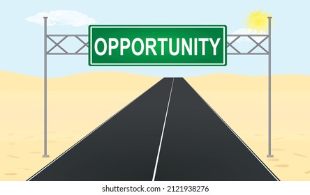 Opportunity sign on road. vector
