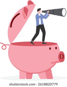 opportunity view concept, Financial planning and strategy development, Businessman is looking for marketing strategy to increase sales to develop business, flat vector illustration design.

