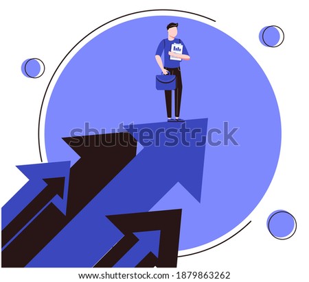 Opportunity as vision for chances and seize the target tiny persons concept. Looking for future plans for success using motivational inspiration as symbolic reach upwards scene vector illustration.